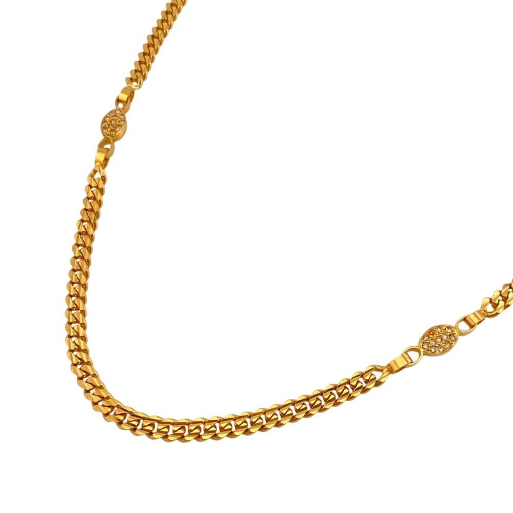 CELINE Celine Taurillon Off Rhinestone GP Necklace Gold